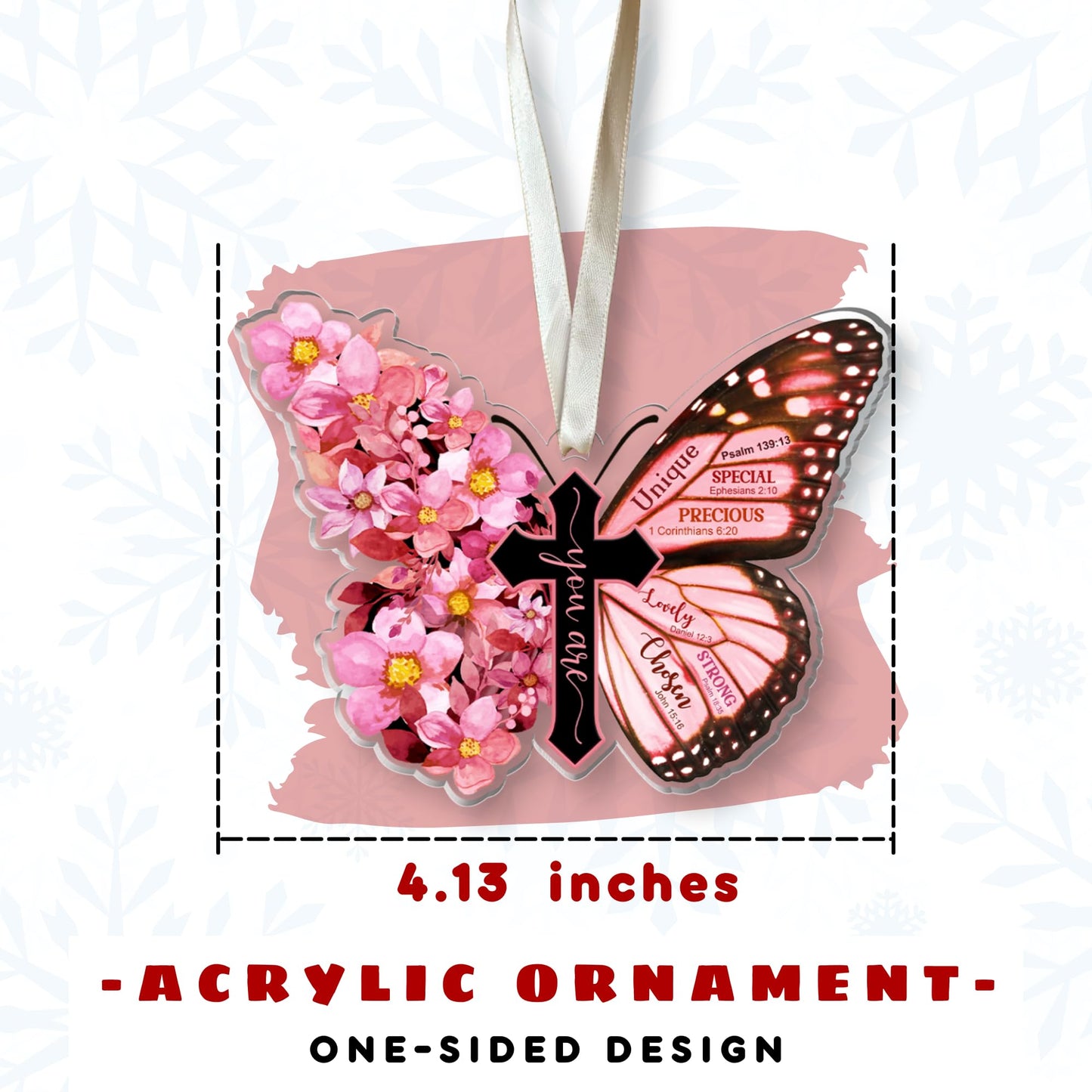 KATLADIZ Christian Christmas Ornaments, Religious Christmas Ornaments - Christian Gifts for Women, Butterfly Godly Inspirational Gifts - Catholic Jesus Bible Spiritual Ornament 2025 - Acrylic Ornament