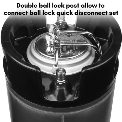 TMCRAFT New 2.5 Gallon Ball Lock Keg, Stainless Steel Beer Keg with Dual Rubber Handle for Home Brew
