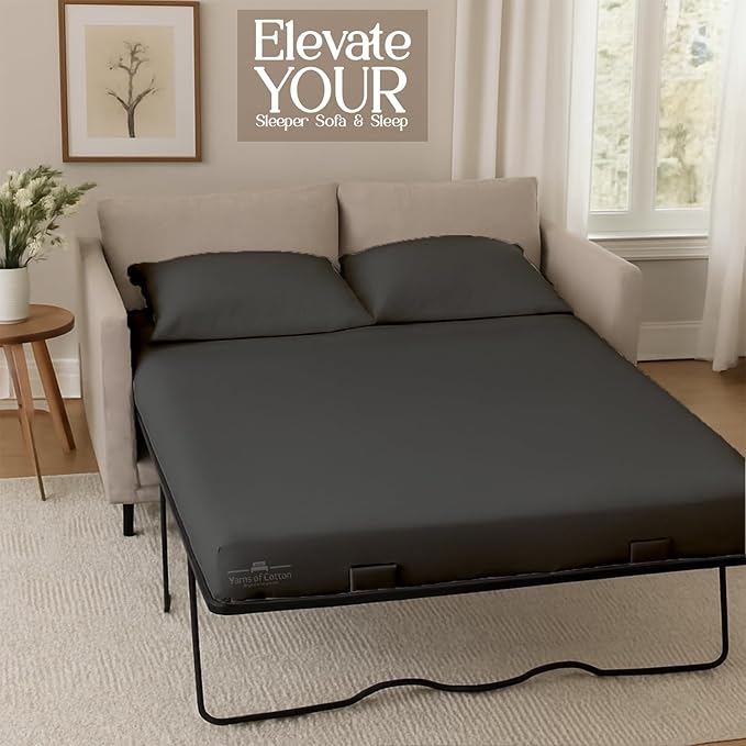 Sleeper Sofa Bed Sheet, 100% Cotton 400 Thread Count, 4 Piece Set, Deep Pocket