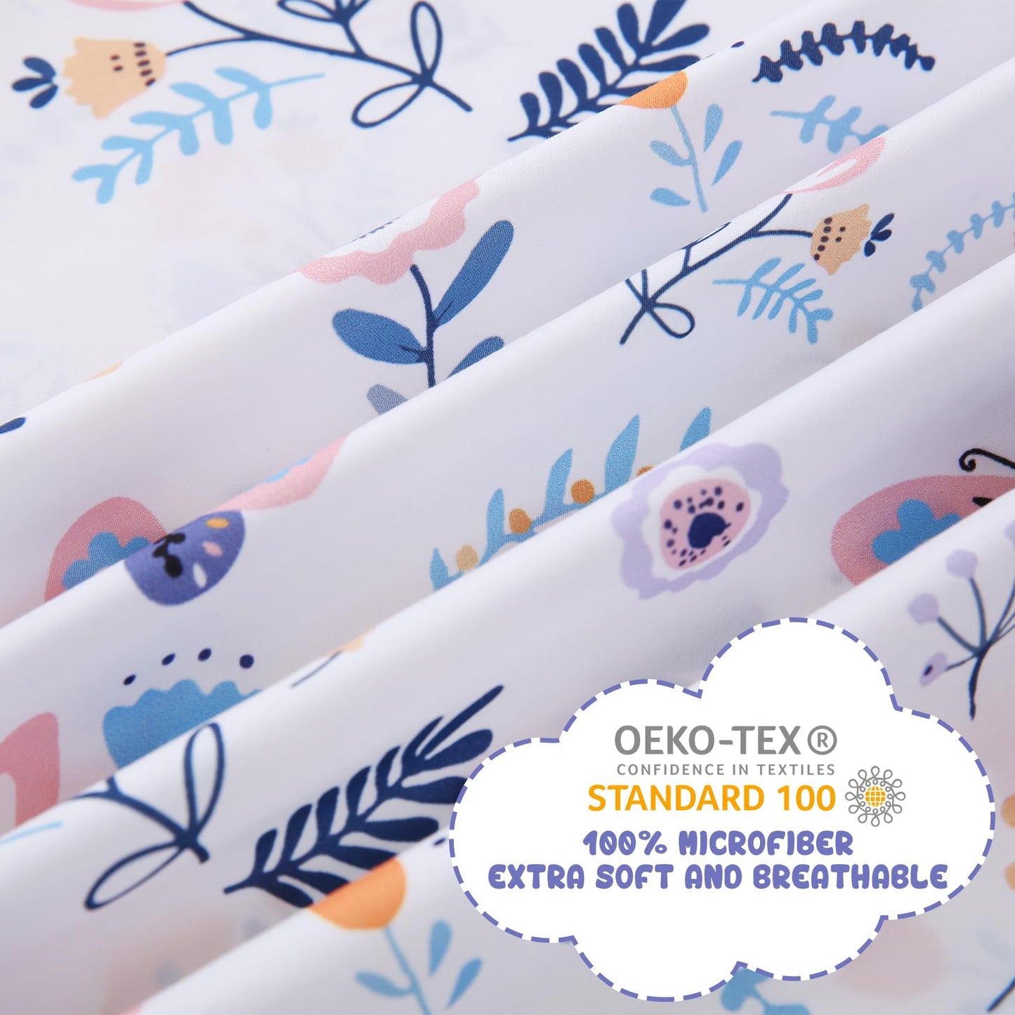 Yibeizi Butterfly Floral Sheet Set for Girls Twin, Kids Boho Print Bedsheets Microfiber Deep Pocket Cute Patterned Bed Sheet & Pillowcase Sets 3 Pieces