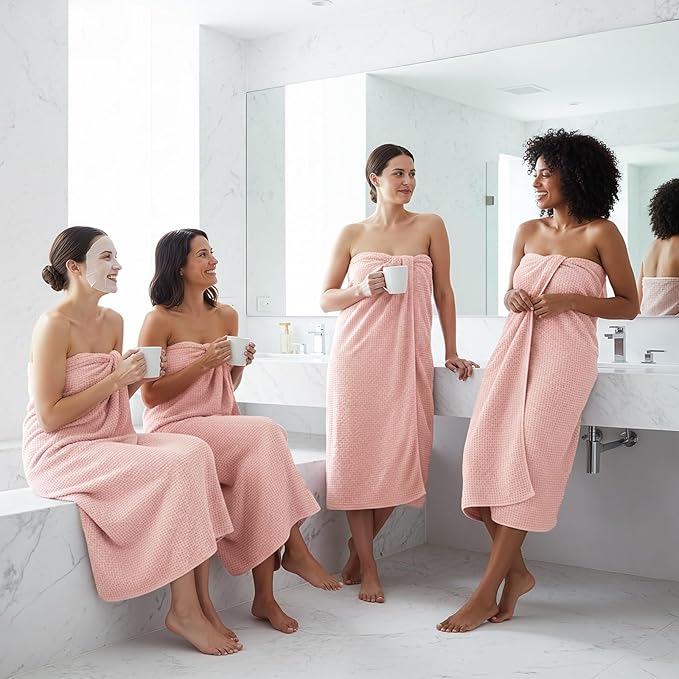 REDKISS 4 Pack Pink Bath Towels, 35 x 70 in Extra Large Coral Fleece Bath Towel