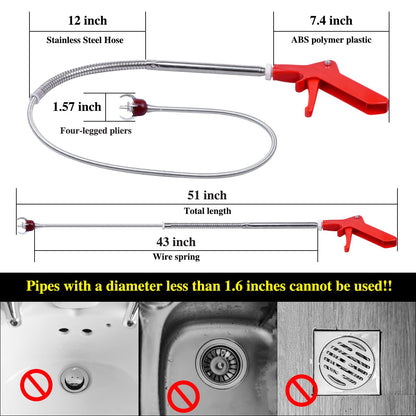 Aozzy Toilet Auger Clog Remover Tool, Stainless Steel Telescoping Toilet Auger Grabber Tool, Use to Grab and Clear Blocking in Various Pipelines, for Unclog Drains, Siphon Toilet, Sink.