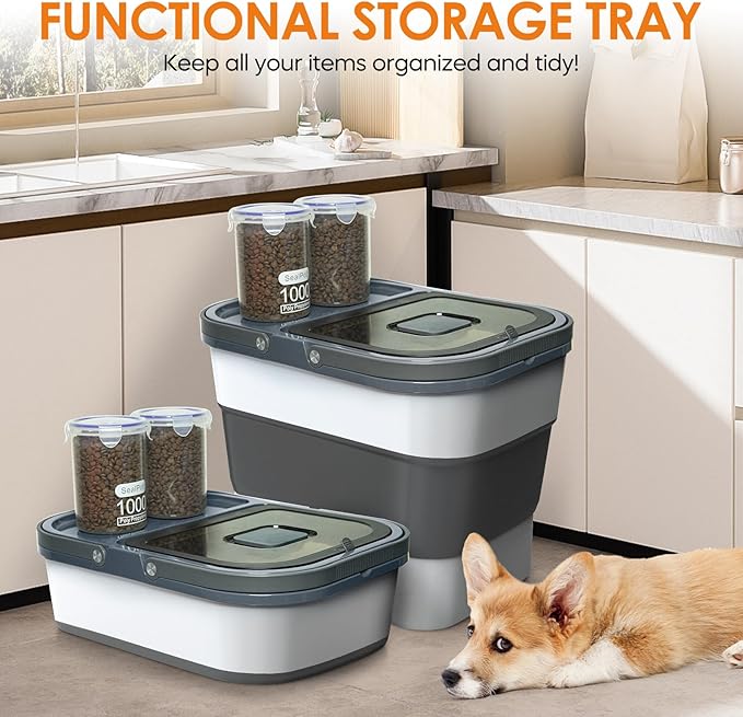 35lbs Dog Food Storage Container, Collapsible Dog Food Container, Airtight Pet