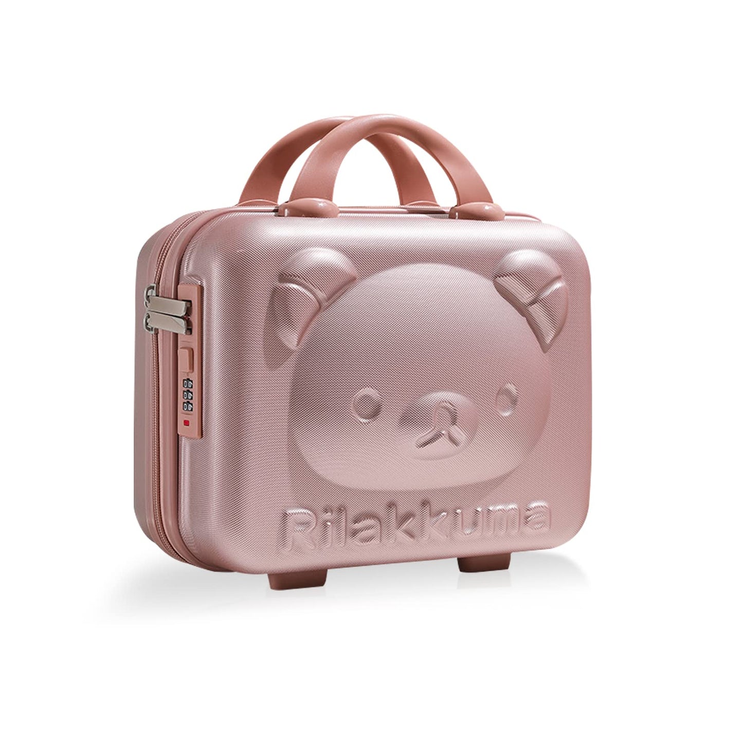 Balakaka Vanity Case with Zipper 30x15x23 cm, 10 L Hard Shell Vanity Case with Combination Lock, Portable Water Proof Travel Makeup Case with Handle for Women Girl, Rose Gold