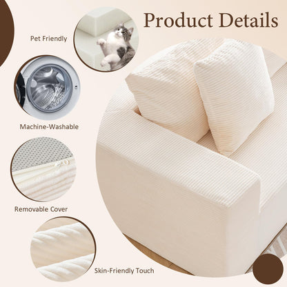 INGEROOM 108" Cloud Sectional Couch with L-Shape Chaise, Modular Sofa Memory Foam, Boneless Sofa with Movable Ottoman, Upholstered Couches for Living Room Bedroom, No Assembly Required, Beige