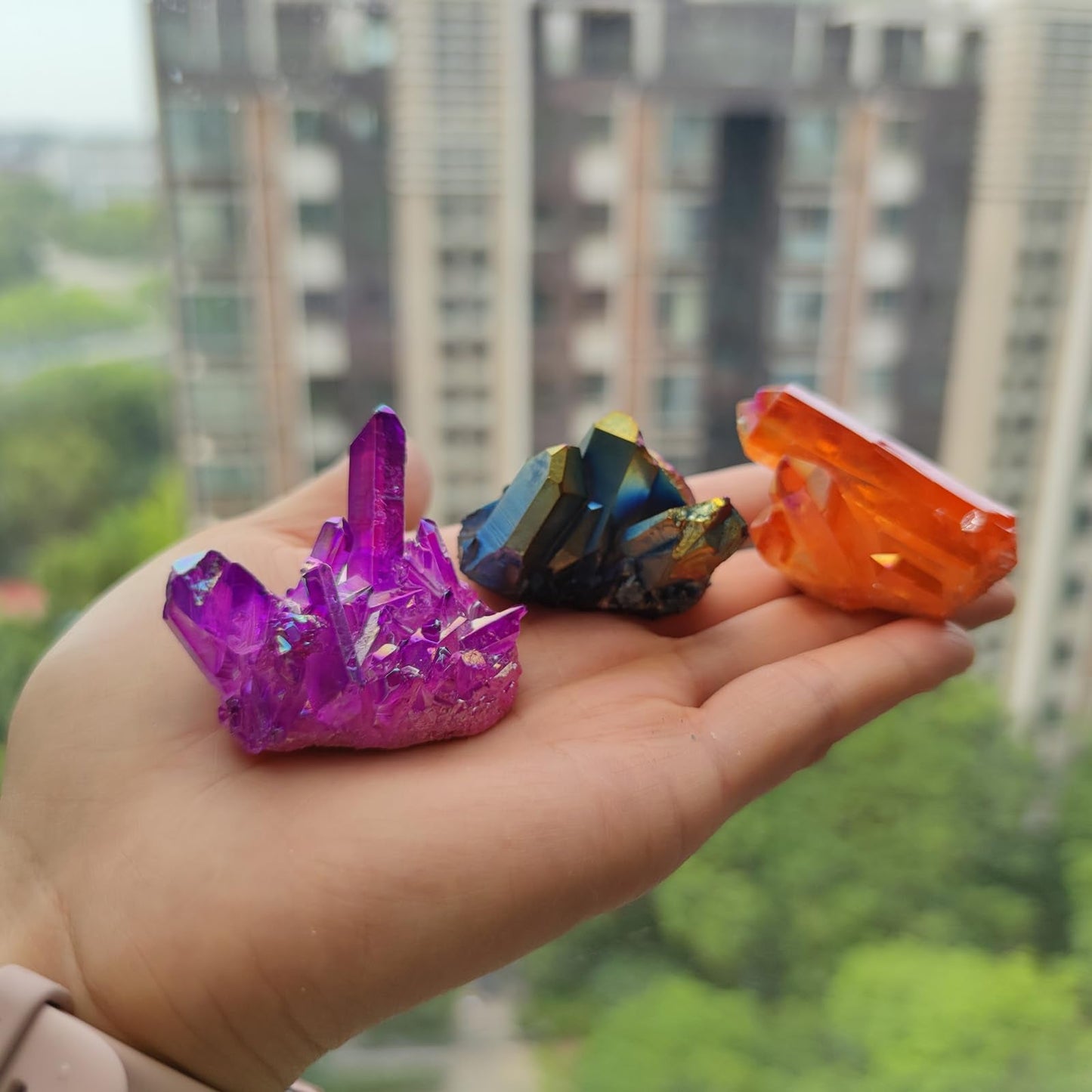3PCS Crystal Cluster Rainbow Crystal Clusters Random Angel Aura Quartz Gem Stones Healing Crystals and Stones Gemstones Protection Crystals Wicca Gemstone Collection Natural Decorative Cristal 3.3-4OZ