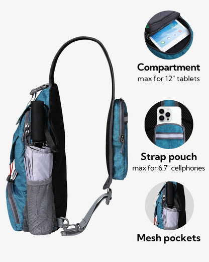 Waterfly Packable Small Crossbody Sling Backpack Foldable Shoulder Chest Bag Daypack for Hiking Traveling Men Women