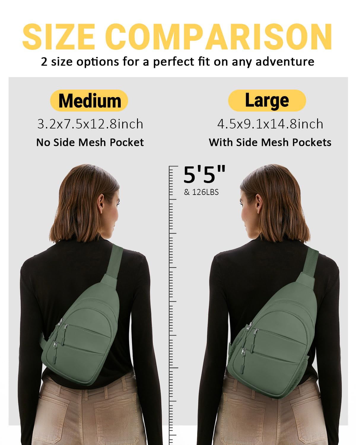Tuwubi Crossbody Bags for Women, Sling Bag for Men, Small Hiking Backpack Anti Theft Lightweight for Outdoors Travel (M, Black)