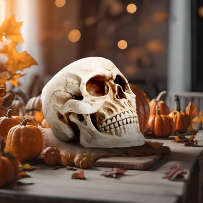 Readaeer Life Size Skeleton Replica Realistic Human Skull Head Bone Model (Normal)