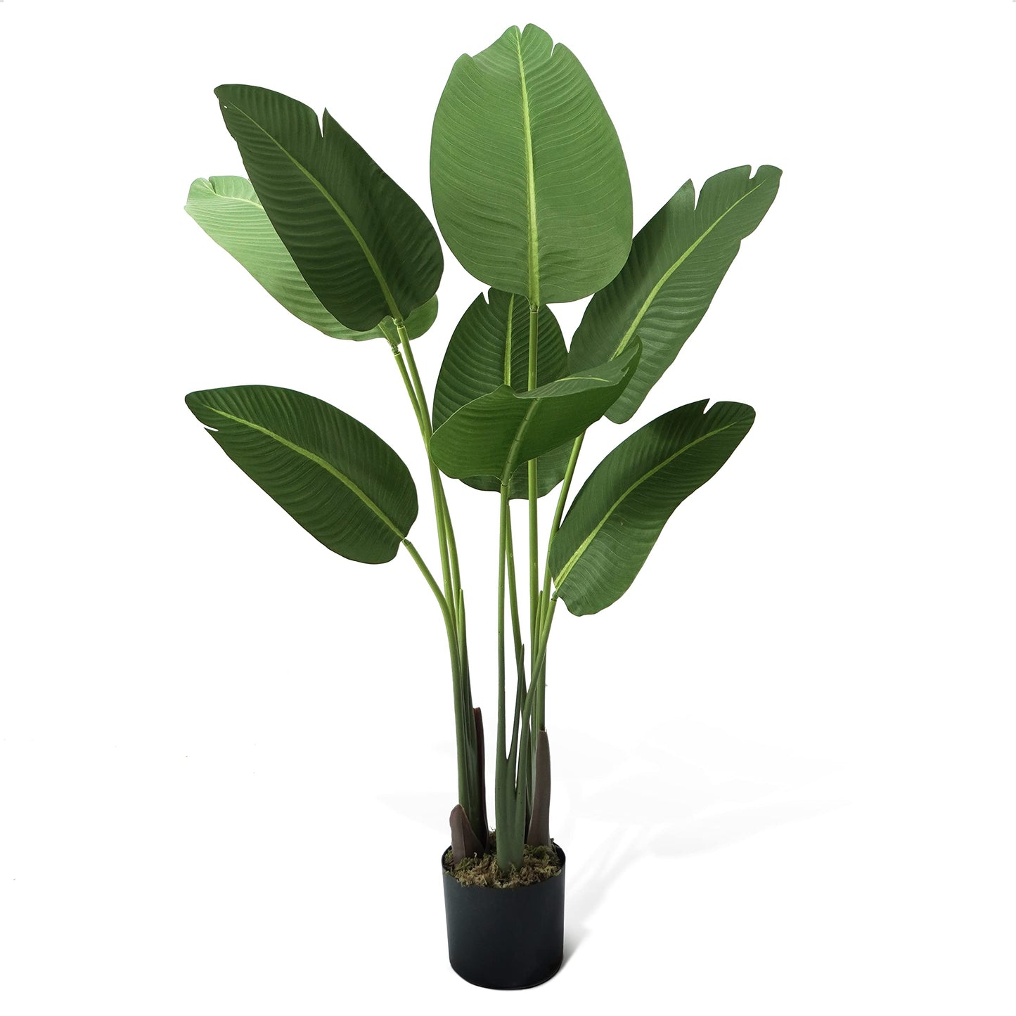 CAPHAUS 4FT Artificial Bird of Paradise Plant, UV Resistant Fake Potted Plant with Dried Moss for Indoor Outdoor Use, Perfect for Tabletop, Corner, Apartment, Home Office Decor, No Maintenance