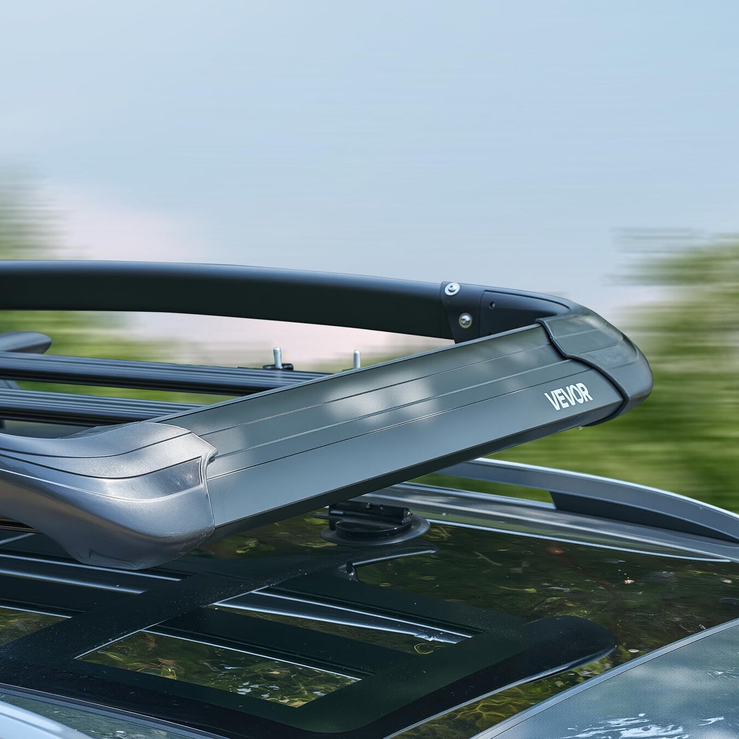 VEVOR Roof Rack Cargo Carrier, 48 x 40 x 5.6 in, Universal Rooftop Cargo Basket, Car Top Luggage Holder with 150 lbs Max Load Capacity, 4.1 in Fence, Anti-Rust Alloy Steel, Wind Fairing, for SUV Car