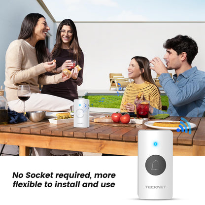 TECKNET Wireless Doorbell 1300FT, IP67 Waterproof Classroom Doorbell Battery-Powered Door Bell, 60 Chimes 5-Level Volume, Electric Doorbells No Plug-in Required for Home Classroom Teachers Warehouse