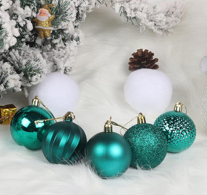 YYCRAFT 34ct Christmas Ball Ornaments 6CM for Xmas Tree Christmas Decorations Shatterproof Hooks Included (Teal, M)