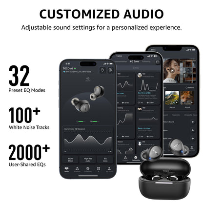 TOZO A1 Wireless Earbuds, Bluetooth 5.3 Earphones, Support APP EQ Setting, 30H Long Playtime, Ear Buds with HiFi Stereo Sound, Light-Weight Wireless Earphones, IPX5 Waterproof