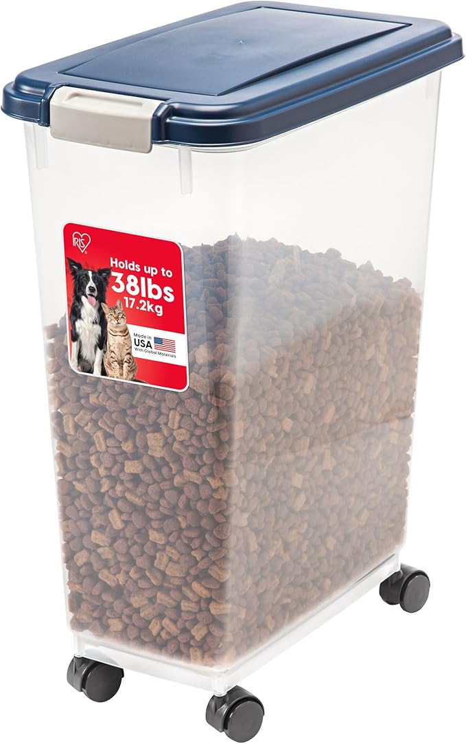 IRIS USA Airtight Dog Food Storage Container, Attachable Wheels,