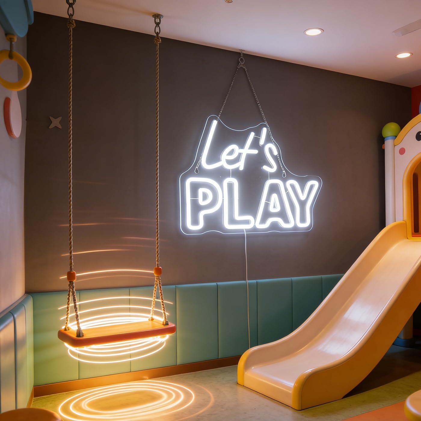 "Let's Play" Playful Neon Light - Fun & Engaging LED Wall Art for Game Room, Playroom, Kids Bedroom or Family Room Decor, Dimmable USB, Inviting Gift for Gamers, Kids & Families