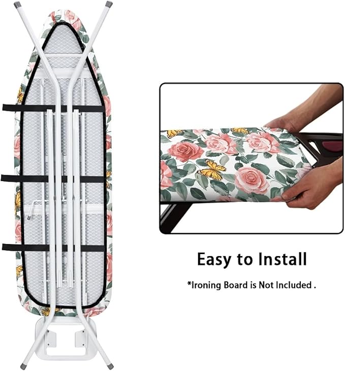 Rose Butterfly Ironing Board Cover and Pad Lightweight Soft Ironing Pad
