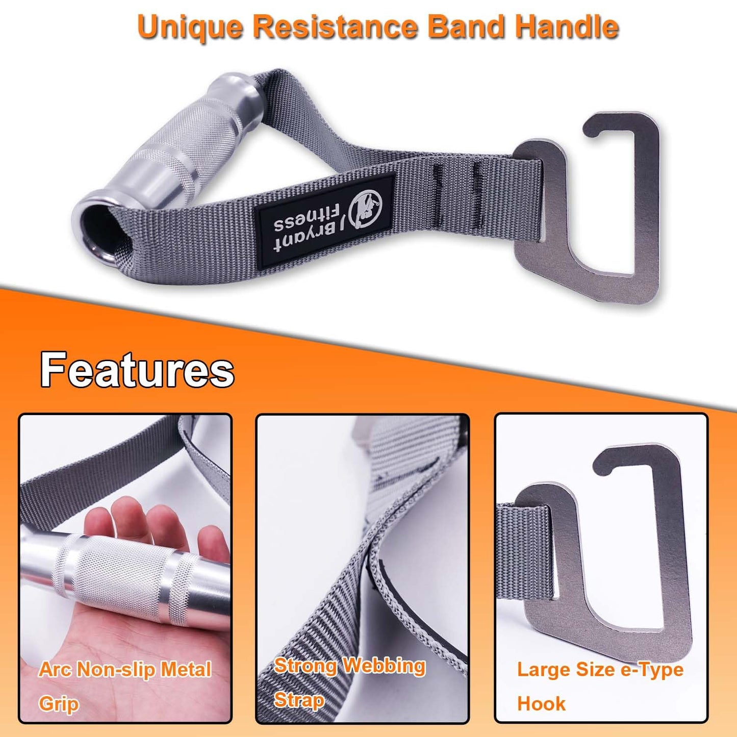 J Bryant Fitness Resistance Band Exercises Handles Heavy Duty Metal Gym Handles Stainless Steel Large Size Hook for Wide Pull Up Resistance Band Training Home Workout Fitness Equipment