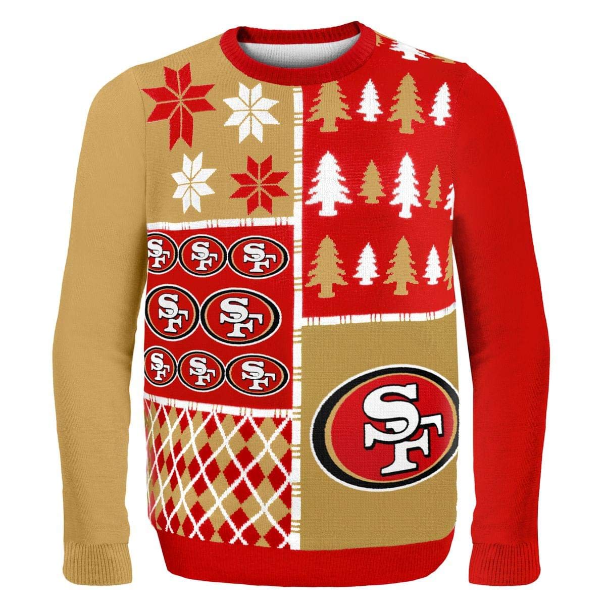 FOCO NFL San Francisco 49ers BUSY BLOCK Ugly Sweater,Long Sleeve, X-Large