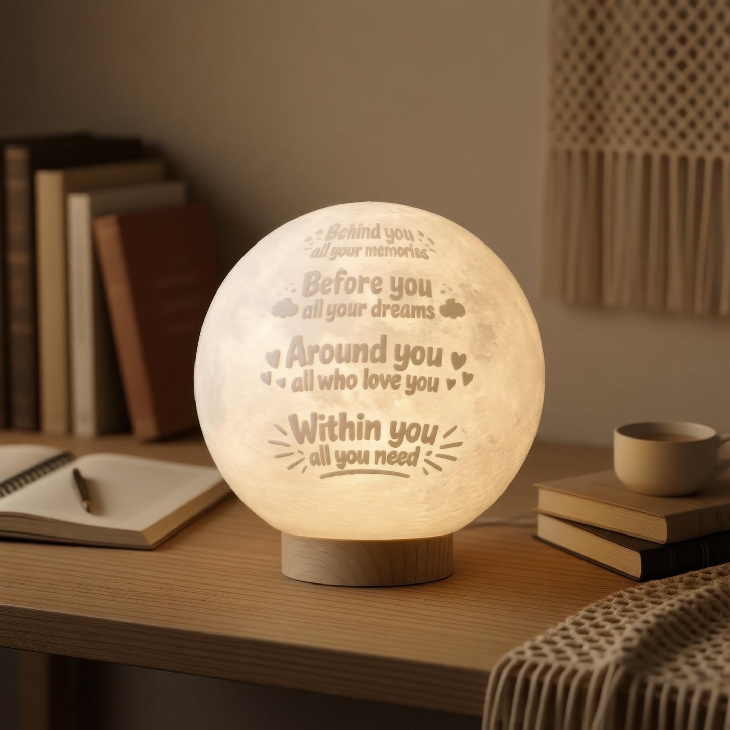 Funnytree Congrats Grad 2026 Graduation Gift Moon Lamp Night Light - Home Nursery Room Bedroom Office Desk Decor, Gifts for Classmates Friends Students Boys Girls Son