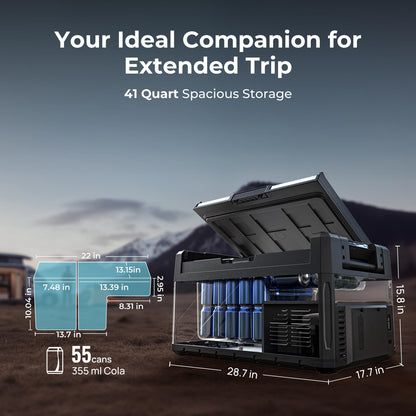 BougeRV 41 Quart Rocky V3.0 12 Volt Portable Refrigerator with 240Wh Battery, Dual Zone Car Fridge Freezer, APP Control, Compressor Cooler for Overlanding, Camping, Travel, RV, Truck(2026 New Model)