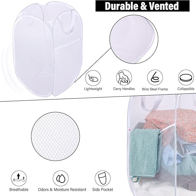 BATTOO Deluxe Strong Mesh Pop up Laundry Hamper Basket