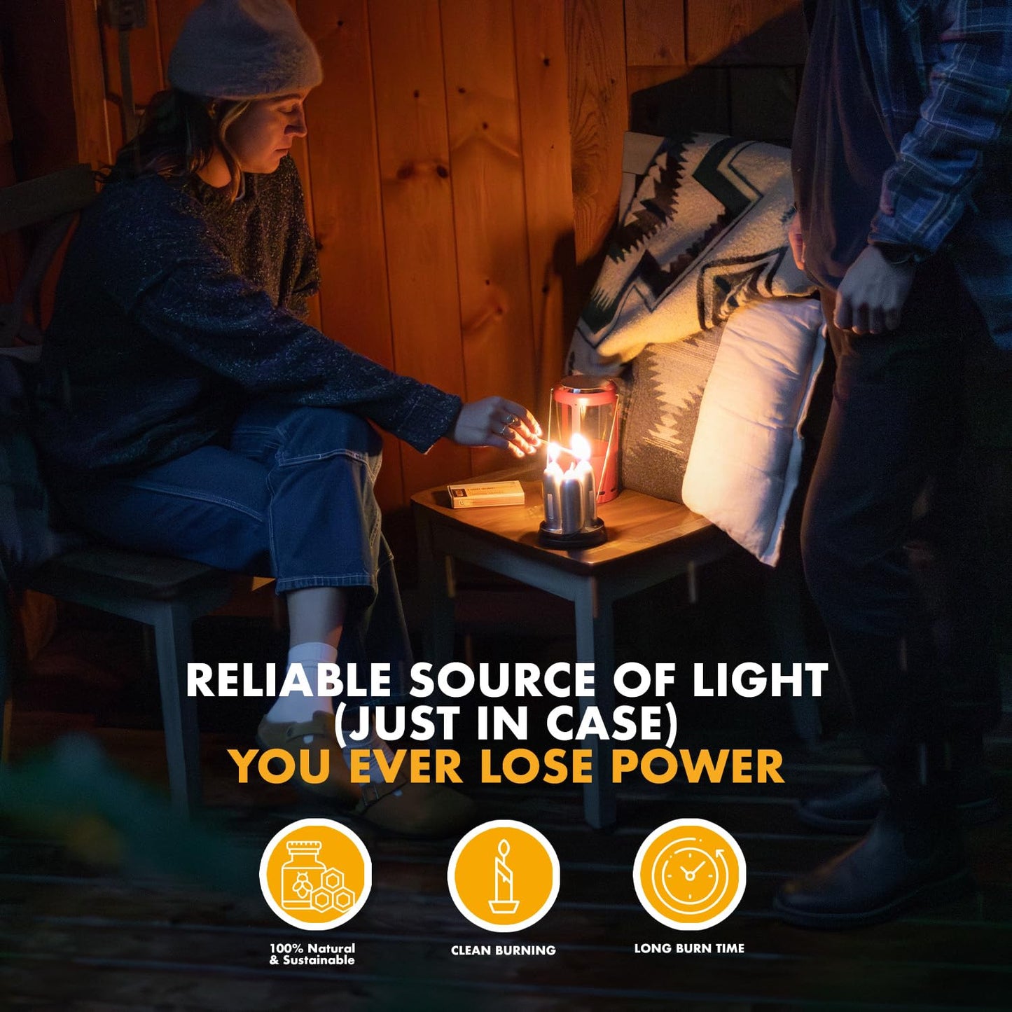 UCO 18-Hour Natural Beeswax Long-Burning Candles for UCO Candle Lanterns and Emergency Preparedness, 20-Pack