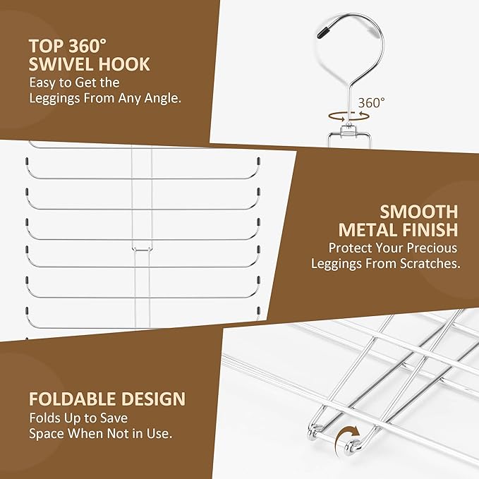 ZEDODIER Legging Organizer for Closet Hanging, Rotatable Yoga Pants Hanger for
