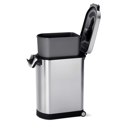 simplehuman CW1886 30L 15KG Large Pet Dog Dry Food Storage Container Bin, Lid-Mounted Measuring Scoop, Airtight Seal, Pet-Proof Lock, Removable BPA-Free Inner Bucket, Brushed Stainless Steel