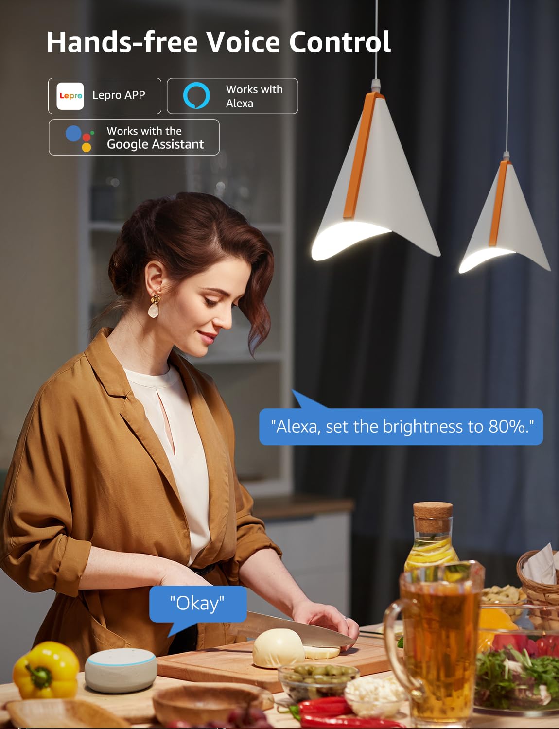 Lepro BP1 AI Smart Bulb E14 RGBWW, Music Sync, Works with Alexa, Google Assistant, 470LM Dimmable, 4.9W = 40W, Small Edison Screw SES, APP & Voice Control, AI Lighting Design Assistant, 2 Packs