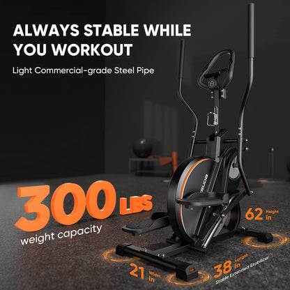 YOSUDA Pro Cardio Climber Stepping Elliptical Machine, 3-in-1 Elliptical Machine Stair Stepper Trainer, Total Body Fitness Cross Trainer with Quiet Magnetic Driving System, 16 Resistance
