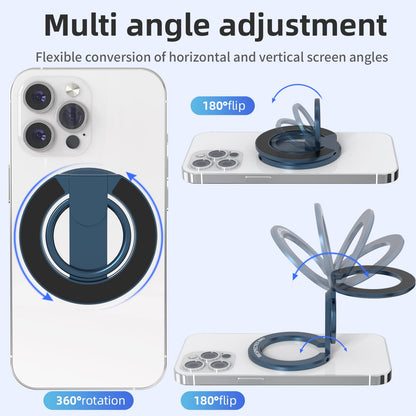 RESPECTED-BRO-Magnetic-Phone-Ring-Holder with Dual Rings, Compatible with iPhone 17/16/15/14/13/12, Multifunctional Stand for Desk,Office,Gym,Kitchen & All Metal Surfaces, Finger Loop Grip (Dark Blue)