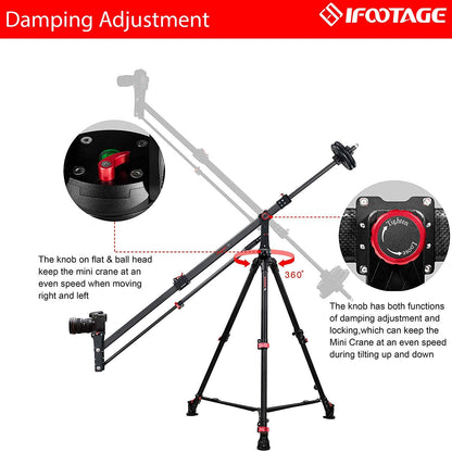 IFOOTAGE 85 inches Carbon Fiber Camera Mini Jib Crane M1 III (Hold up to 33lbs) Foldable and Extendable Jib Arm with 1/4 & 3/8 inch Quick Release Plate