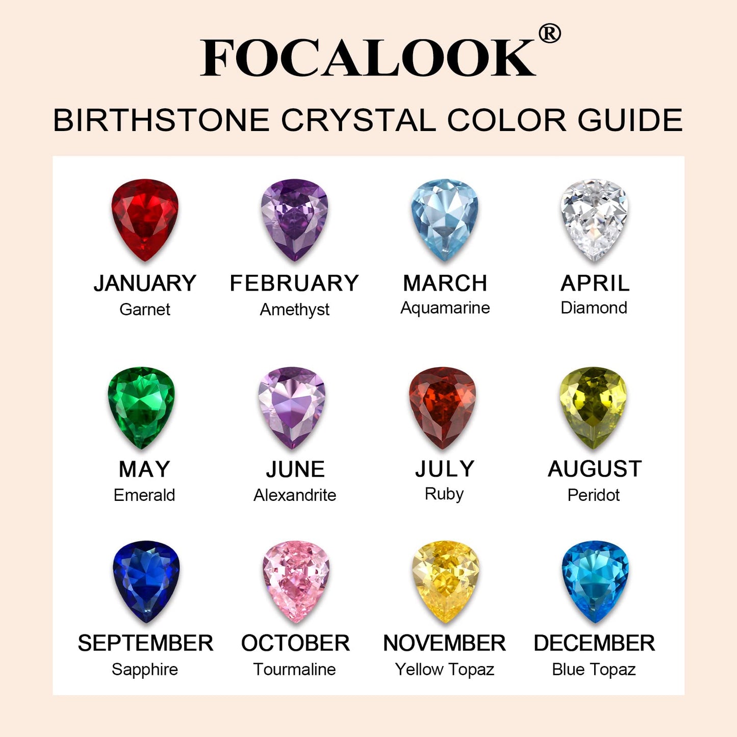 FOCALOOK Synthetic Aquamarine Pear Pendant March Birthstone Necklace for Women Mom Daughter 925 Sterling Silver Birth Gemstone Jewelry