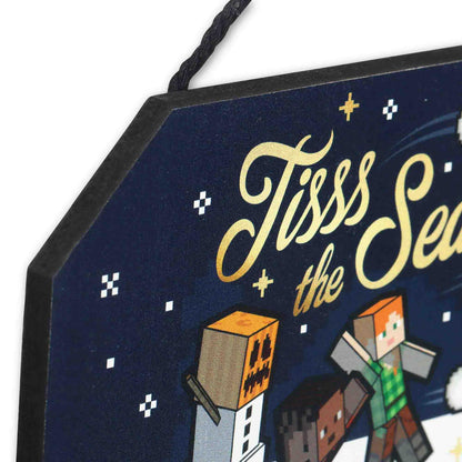 Open Road Brands Minecraft Tiss the Season Hanging Wood Wall Decor - Fun Minecraft Christmas Decoration for Home
