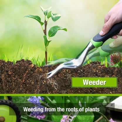 WORKPRO 5 Pcs Gardening Tools Cast Aluminum Garden Set with Fork, Weeder, Claw, Trower, Soil Shovel for Gardener