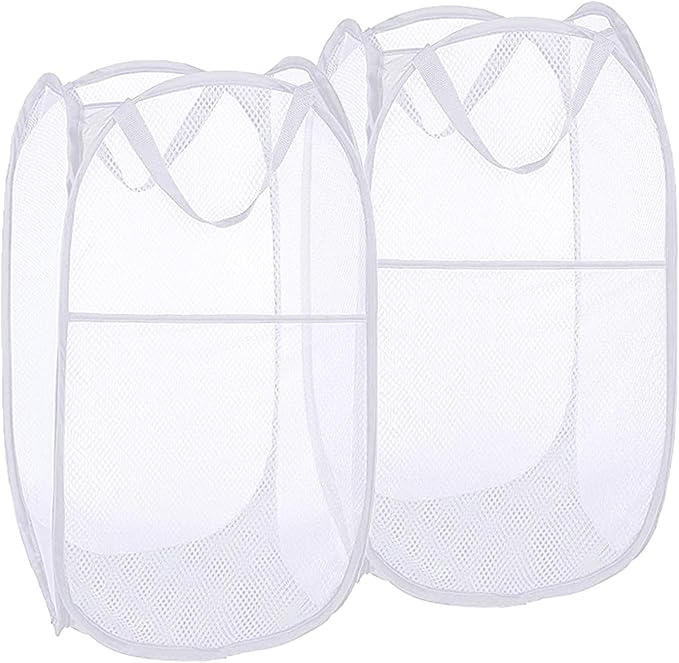 Pack of 2 Pop Up Laundry Hampers, Collapsible Mesh Laundry Baskets, Foldable