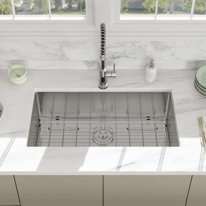 30 Inch Undermount Kitchen Sink - Beslend 30x18x10 Inch Undermount Stainless Steel Kitchen Sink 16 Gauge Single Bowl Round Corner Under Counter Basin