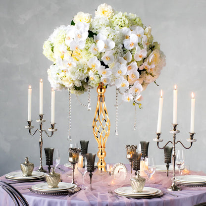 Rtteri 20 Pcs Metal Flower Arrangement Stand Wedding Flower Centerpieces Stand Elegant Metal Vase Candelabra Candle Holder for Wedding Reception Table Decor Party Hotel Home Decor (Gold,Medium)