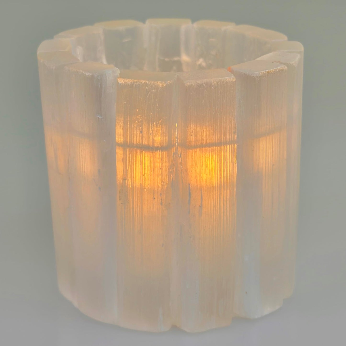 Selenite Candle Holder Natural Cylindrical Tealight Holder
