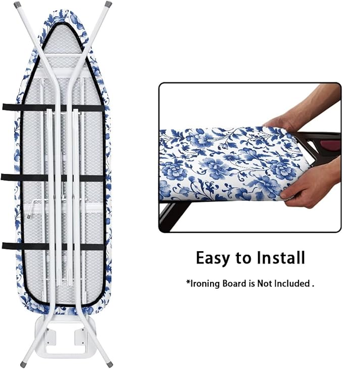 Retro Blue Flower Ironing Board Cover 15x54 Inch