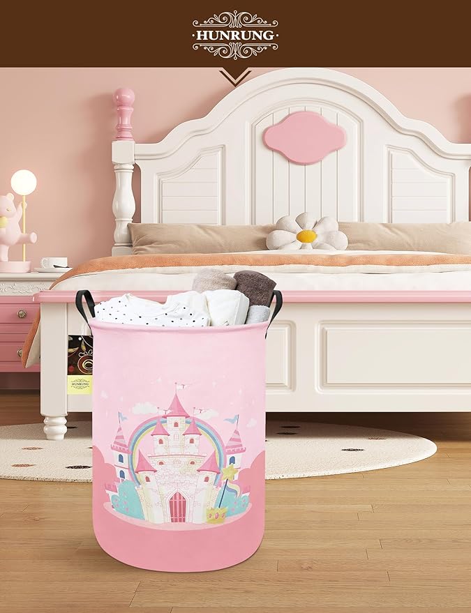 HUNRUNG Laundry Hamper, Large Canvas Fabric Lightweight Storage Basket Toy