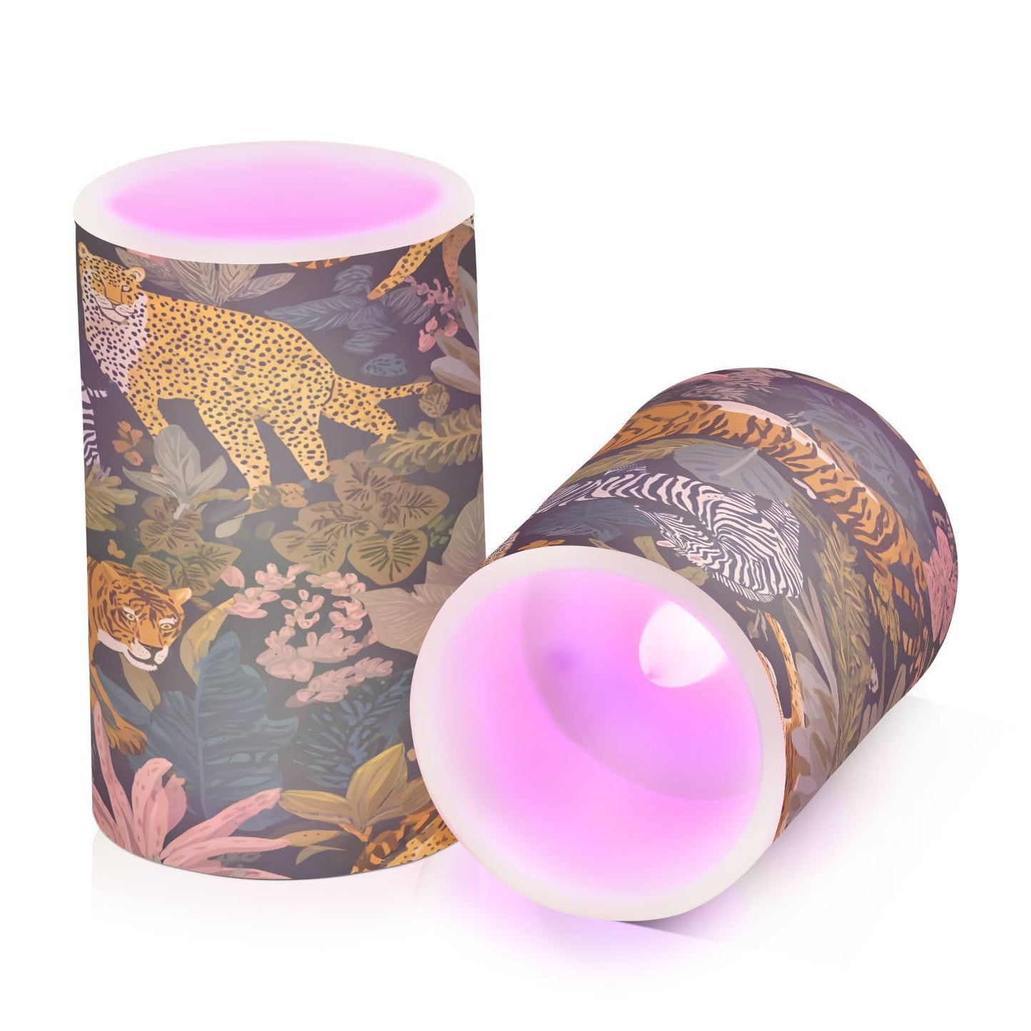 panksolu Flickering Flameless Candles, Zebra Wild Animal Tiger LED Candles with Remote Timer, Battery Operated Candle for Valentine Wedding Halloween Christmas Decor - Set of 2