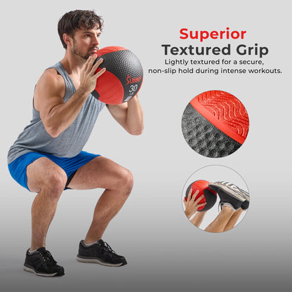 Sunny Health & Fitness 12LB Medicine Ball, Textured Rubber, Core Strength & Balance Training, Bouncing, Weight for Home Workouts SF-EB03-12