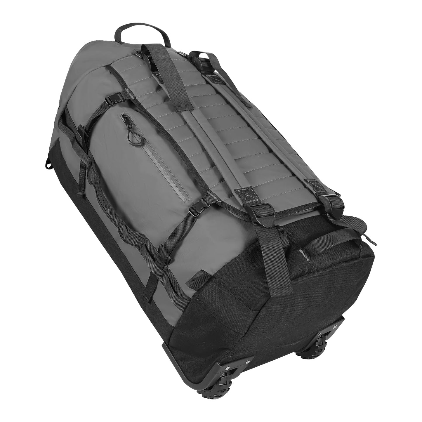 Vrtisa 85L 29“ Foldable Rolling Backpack with Wheels, Soft-side Travel Duffle Bag with Separate Shoe Compartment, Full Quilted Bottom, Grey