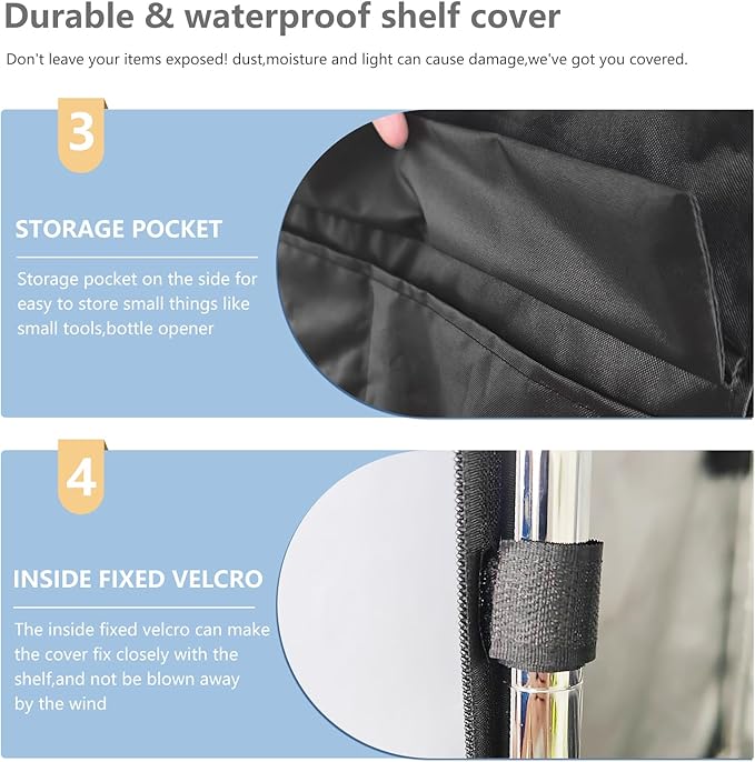 Waterproof Shelf Cover,Outdoor 600D Heavy Duty Dustproof Storage Shelves Cover,24''x18''x72'' Shelf Covers for Wire Shelving with Zippers,Storage Rack Covers with Clear Front