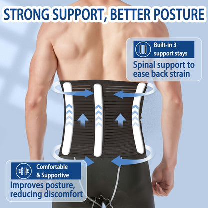Reian Abdominal Binder for Post Surgery & Postpartum Recovery, Abdomen Hernia Support Belt for Women & Men (Black, Large)