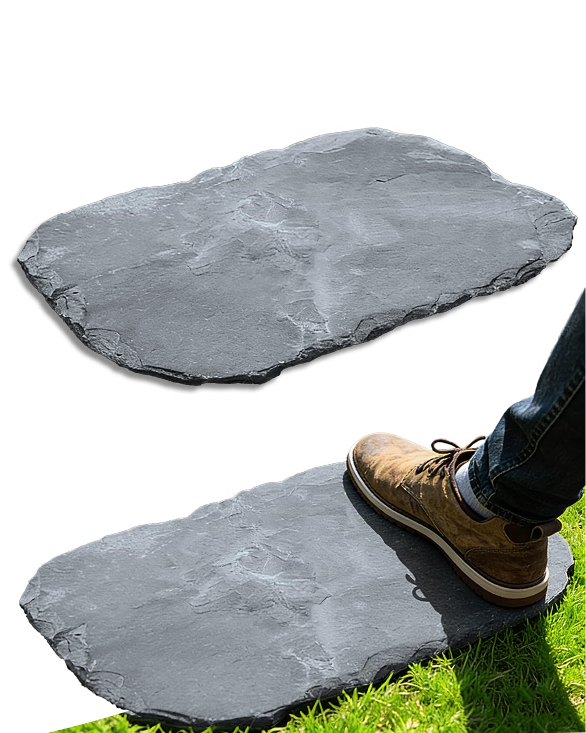 2 Pcs Natural Stepping Stones Outdoor, Irregular Garden Stepping Stones, 12''×16'' Walkway Paving Stones for Lawn, Yard and Patio Landscaping Decor