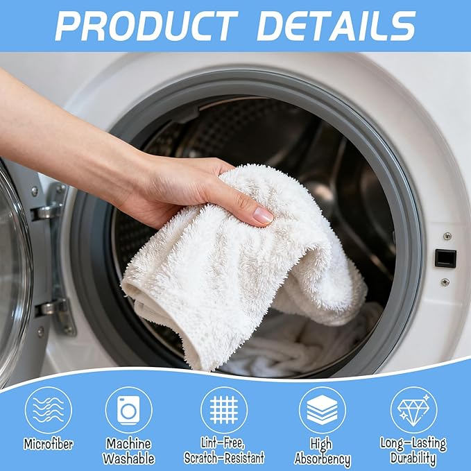 6 Pack Extra Large Microfiber Cleaning Cloths 20"x30", Lint-Free Reusable Towels
