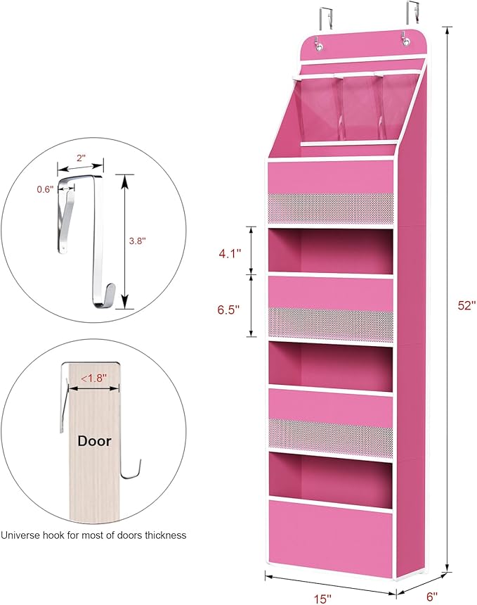 Univivi 5-Shelf Fabric Door Storage Over Door Hanging Organizer